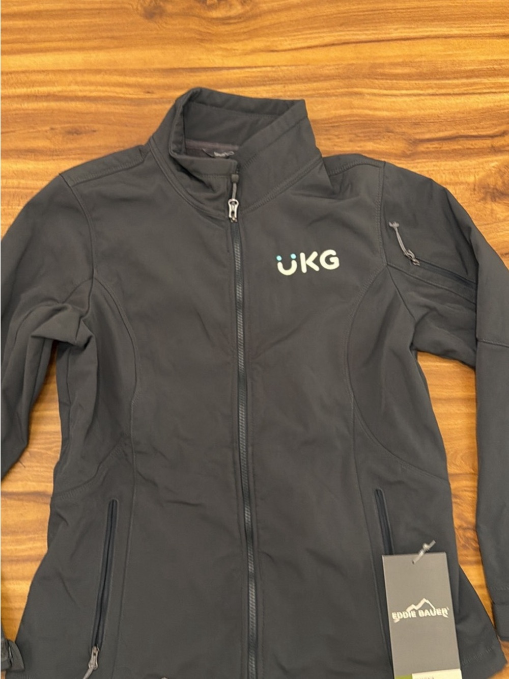 Eddie Bauer Black Utility Softshell Jacket with UKG Logo